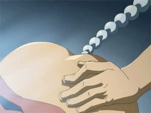 Anime babe getting a toy shoved into her anus