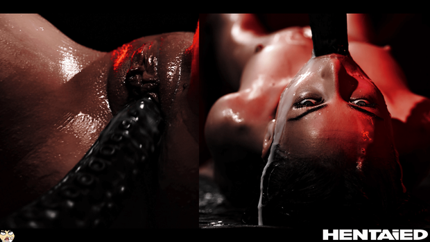 Tentacles fuck Haneen full of cum