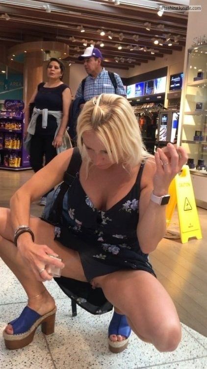 In the department store with her legs open. ❤️