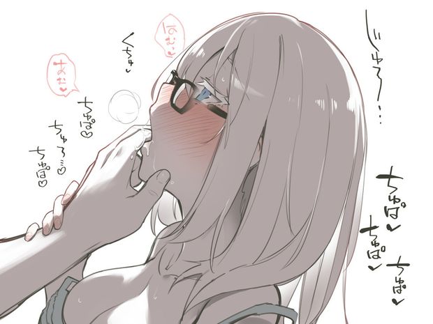 White hair woman with blue eyes plays with your fingers in her mouth by あすとら (@anterdel)