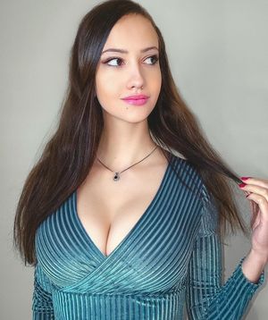 Sexy cleavage brunette