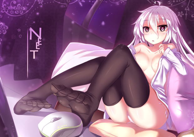 Nude neet black stockings shirt open by dK_SENie