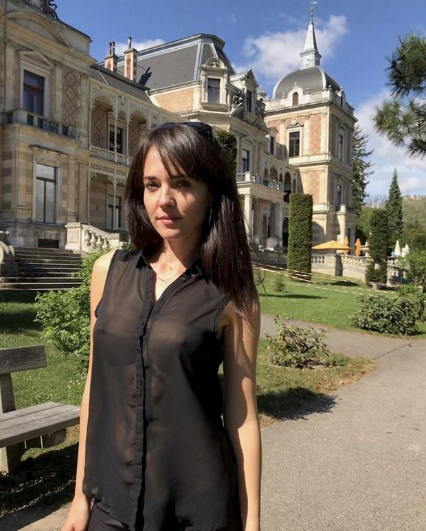 Sheer black blouse