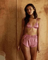 Cindy Kimberly Looking Pretty In Pink Satin Lingerie