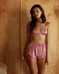 Cindy Kimberly Looking Pretty In Pink Satin Lingerie