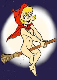 Wendy cums riding her broom naked