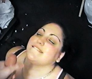 Cum on her fat face