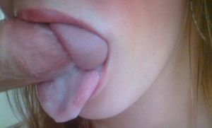 Hubby likes seeing another guy's cum on my tongue