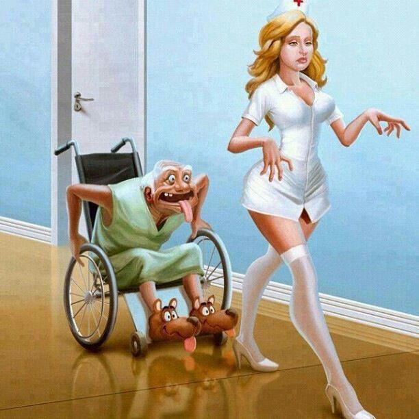 Sexy nurse & old man. ❤️