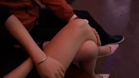 This babe love people caress and touch her thigh