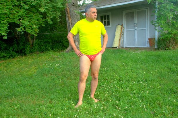 Outdoors in panties