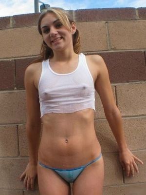 Pointed nipples on these perky little tits