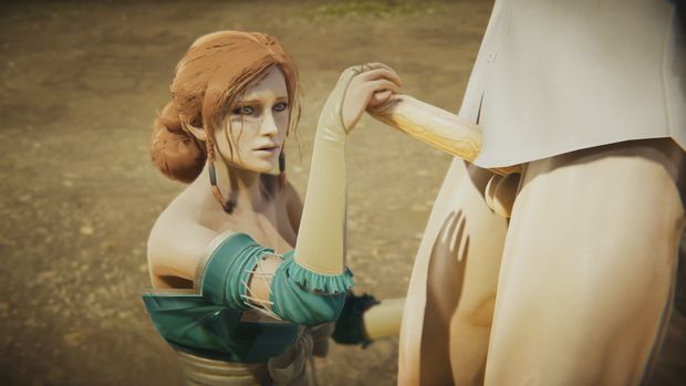 The Witcher - Triss Merigold gets creampied by Geralt - 3D Porn