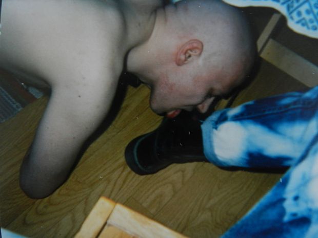 Gay skinhead serving masters boots