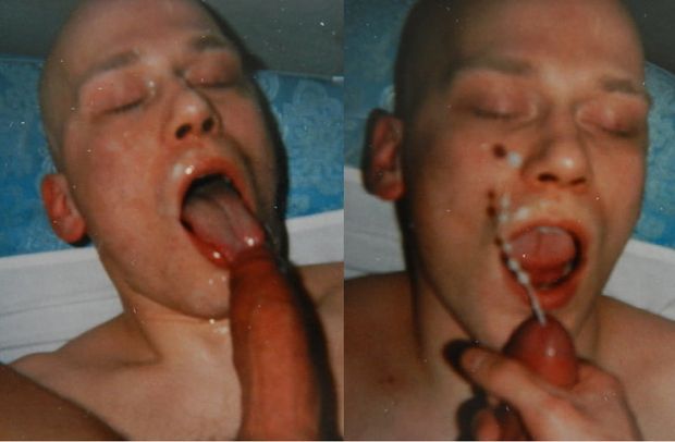 Gay skinhead eating cum
