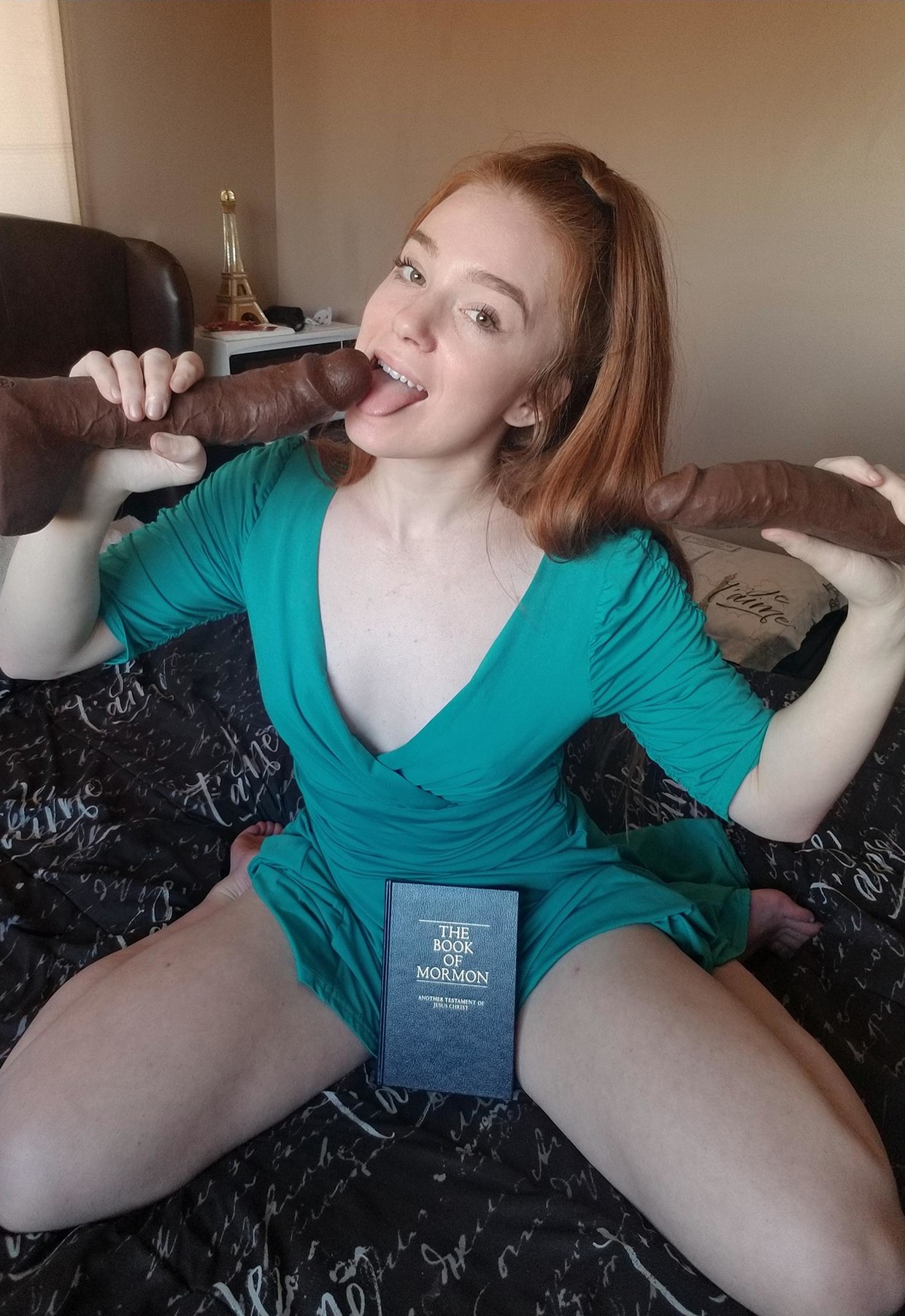 Redhead Mormon preparing herself for BBC.