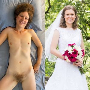 Sexy bride Sarah on her wedding day and naked on her bed