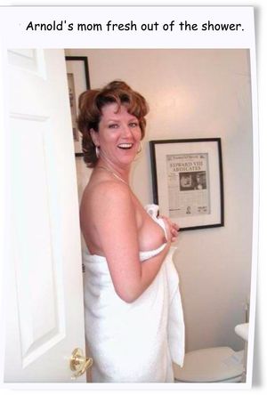 mom holding on to her towel.