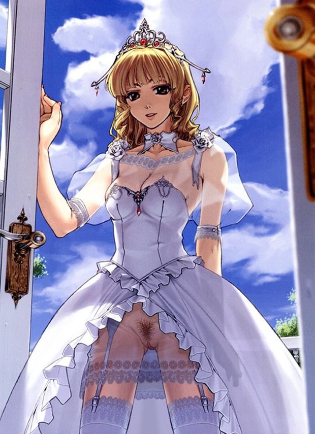 Panty-less anime bride