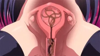 Tentacles going wild in her womb