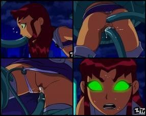 Starfire fucked hard by tentacle
