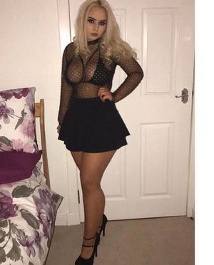 Damn hot horny blonde ready to go out in her sexy sheer outfit