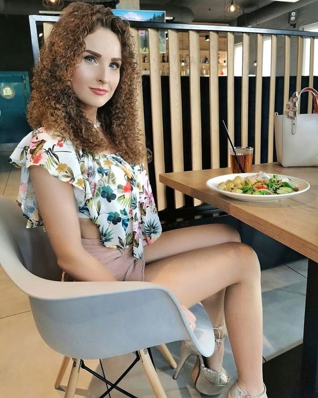 Nice brunette during dinner