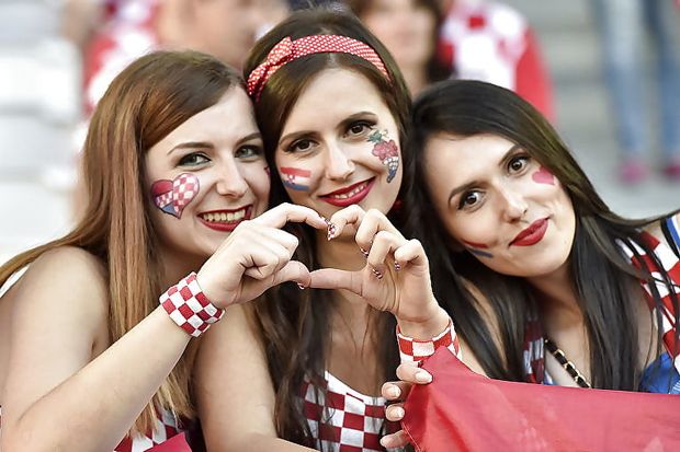 Three cute Croatians fans