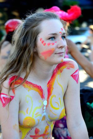 Amateur covered in paint