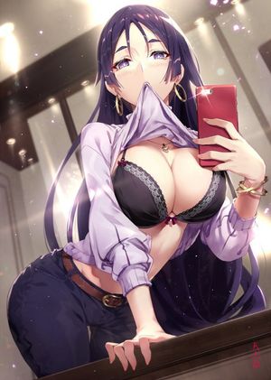 Big tits on curvy anime babe