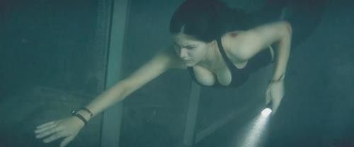 Underwater sexy cleavage