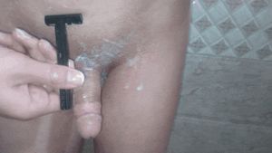 teen shaving penis gif