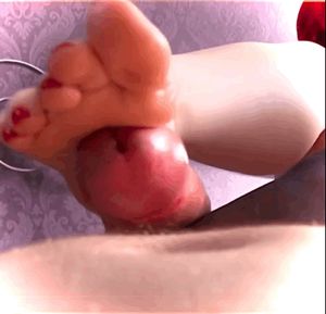 Close up footjob cumshot