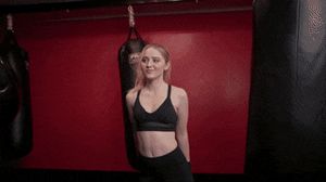 Cute pretty Kathryn Newton shows off her hot upper body, with a zoom in training shot