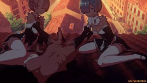 rooftop hentai handjob