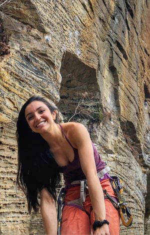 Cute downblouse climber chick