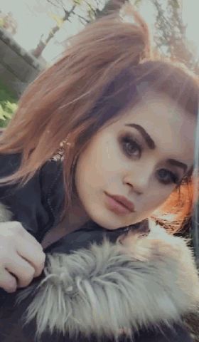 Big tit redhead flashing