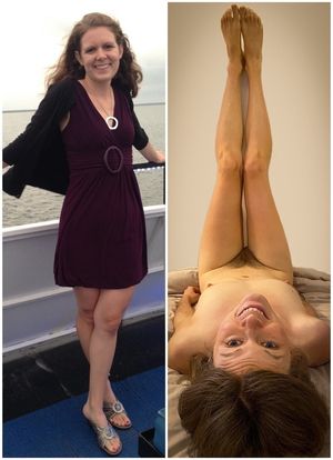 Sarah shows off her legs in a dress and naked