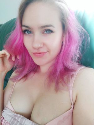 Pretty, pink-haired whore.