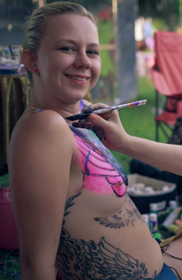 Molly Flynn Painted Topless Raveslut