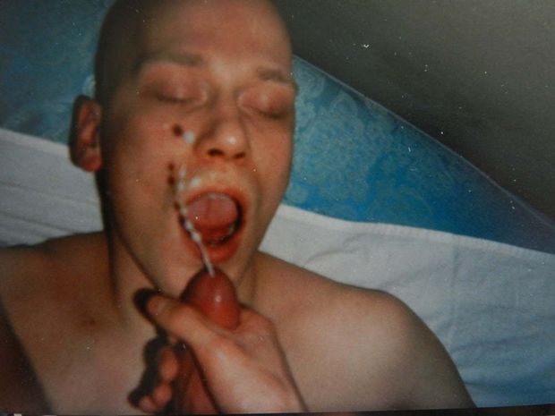 Gay skinhead eating boots and cum