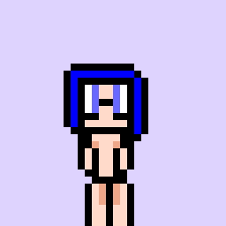 blue haired pixel babe