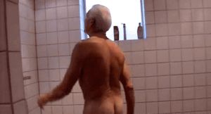 Grandpa gets a surprise shower visit