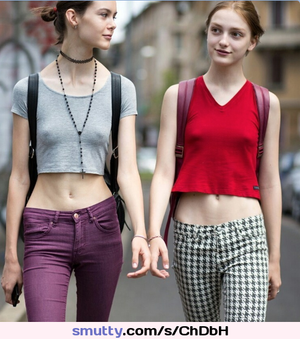 Two sexy teens in the street