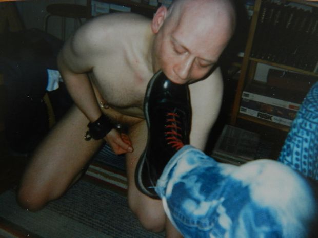 Gay skinhead serving masters boots