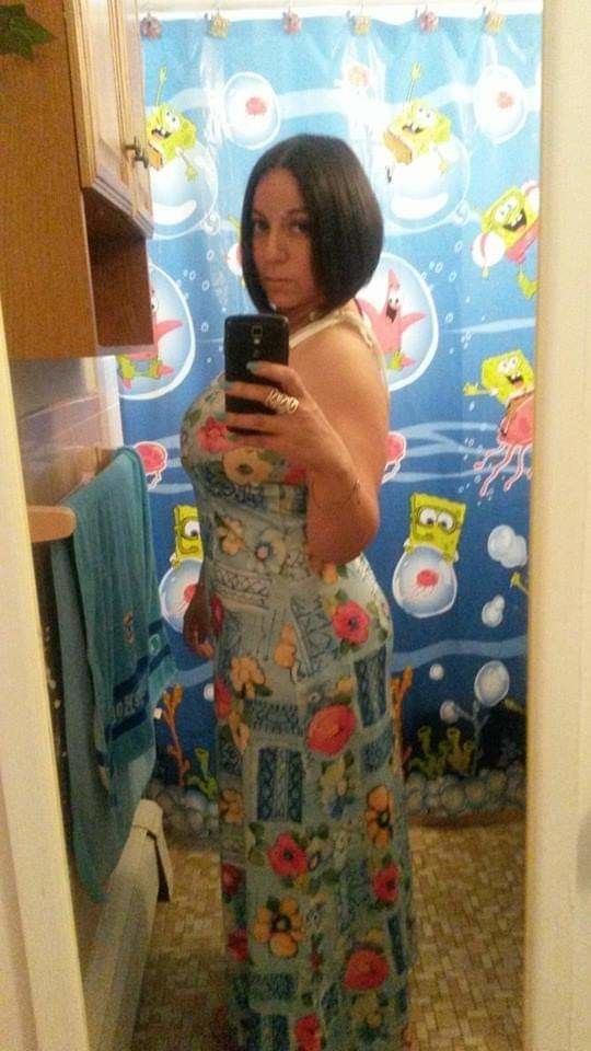 Spongebob in the background, sexy Latina in the front.