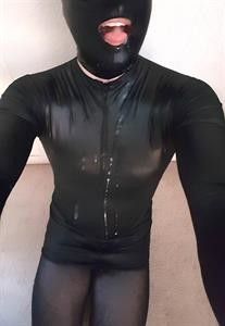 Sissy sprayed with cum