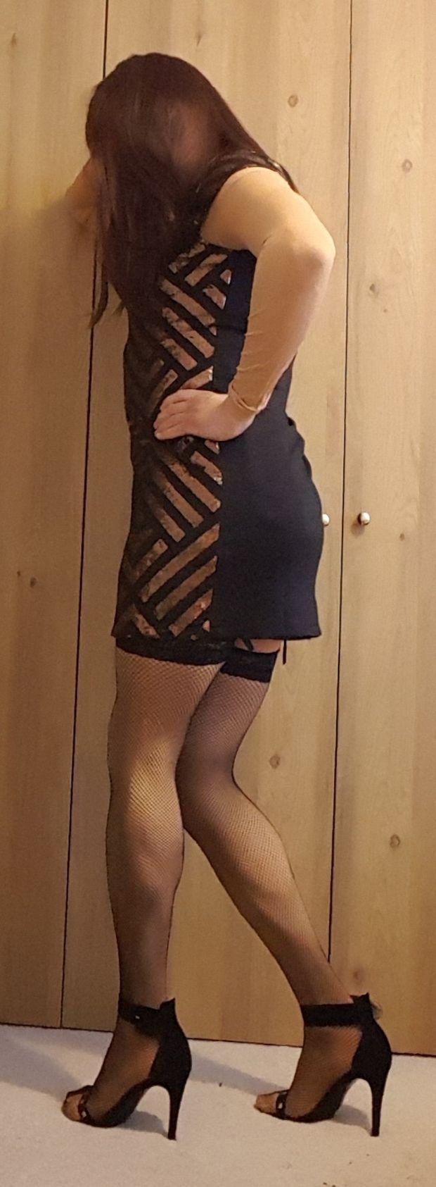 Sissy slut in stockings and dress