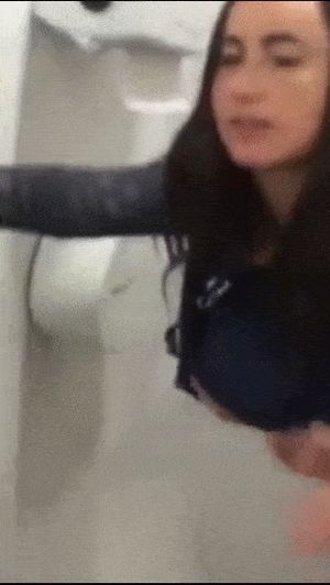 COVID Nurse Flashing Tits in Public Bathroom