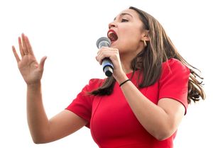 A lovely politician in red.
